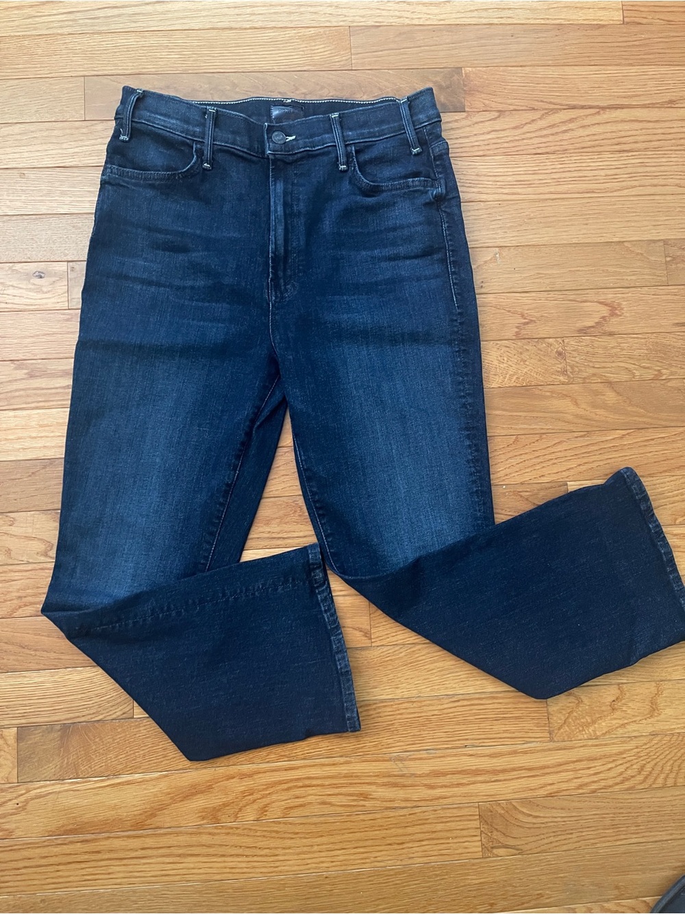 MOTHER Lil' Hustler Ankle Jeans — Bright Pink Logo on White Lining